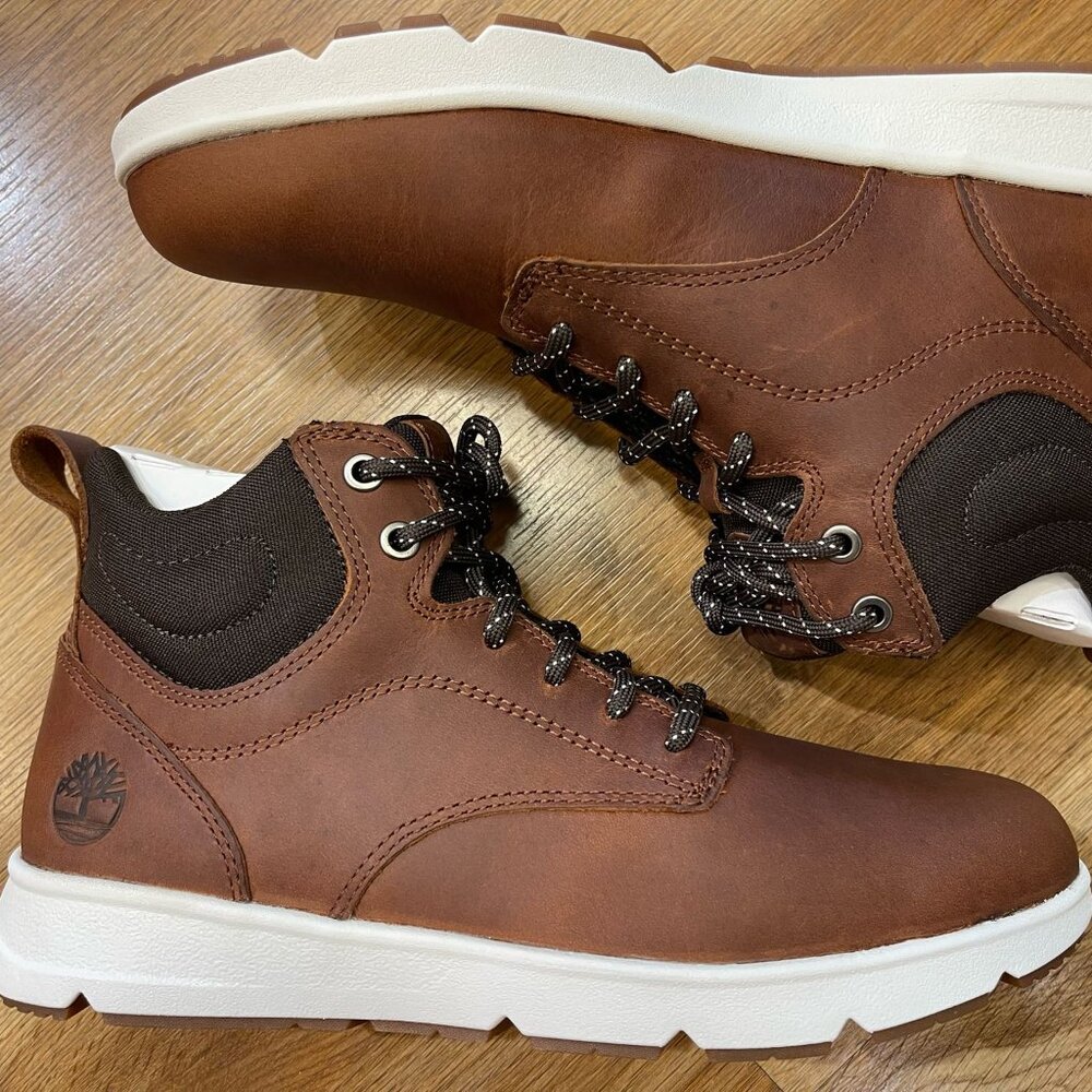 Timberland Men's Parker Street Mid Lace Sneaker Rust Full Grain A6BXE-EM6